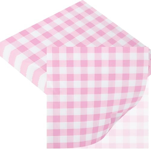 20pcs Pink Checkered Paper Serviettes Napkins,Gingham Luncheon Napkins Tea Party Napkins Decor,Disposable Party Serviettes Tissue Table Decorative for Picnics,Tea Parties,Birthday,Wedding Decor
