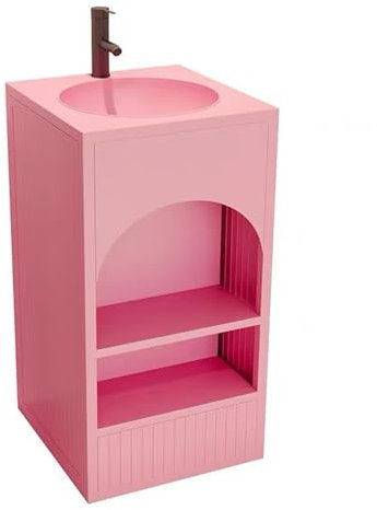 RDIAYDN Pedestal Lavabo con Grifo, Mueble De BañO Independiente, Estilo Industrial, Lavabo De Columna De Estilo Industrial Creativo con Almacena,Rosado
