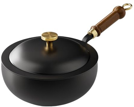 Induction Pot, Kitchen Pots Pot, Non-Stick Wooden Handle Cooking Tools, Kitchen Supplies, Iron Cookware for All Cookers, Stick Soup Chinese Wok