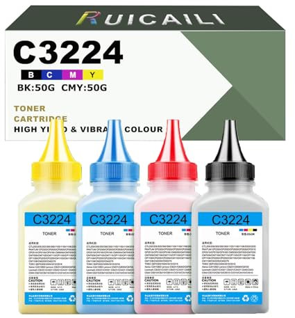 Universal-Tonerkartusche, Schwarz, Cyan, Magenta, Gelb, kompatibel mit Lexmark C3224 C3226 C3210K0 C3210C0 C3210M0 C3210Y0 Toner für C3224dw C3326dw C3426dw MC3224adwe, 4 Stück