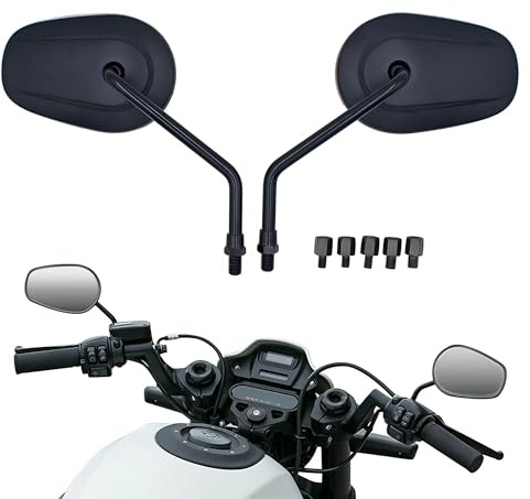 YUJYGAO M10 M8 Motorrad Spiegel, Schwarzer Universal Motorrad Rückspiegel Kompatibel mit Street Bikes Sport Bikes ATV Quad Scooter Cruiser Touring