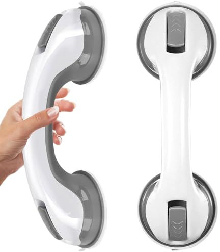 Boutihao 2 Pack Suction Bathroom Grab Rails, Shower Handle, Hand Rail for Disabled, Bath Safety Grab Bar with Strong Hold Suction Cup, Portable Mobility Aids Safety Handle for Bathroom, Children, Gray