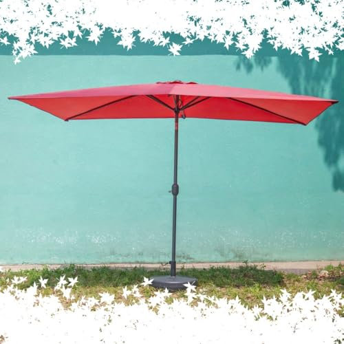ZYXQQJ Rechteckiger Sonnenschirm 2x3m 2x2m Marktschirm Gartenschirm Mit Kurbel Terrassenschirm Für Café Hinterhof Balkon Picknick(Burgundy,2x2m/6.5x6.5ft)