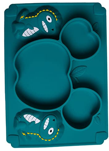 LOLIPPYY 1 Pz Piatto Girevole Silicone per Ventosa Piatto per Svezzamento Facile Trasportare e Riscaldabile Design Scomparti Scuro