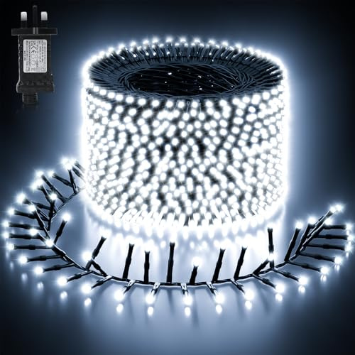 Buudala Christmas Tree Lights Cluster Lights 2000 LED 24M, Cool White, Plug in, 8 Lighting Modes with 6 Hours On Timer, Waterproof for Indoor & Outdoor Use