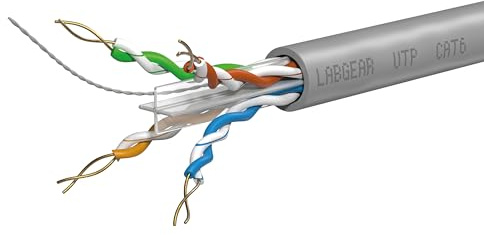 Labgear Cat6 Ethernet Cable 25m 4-Pair 8-Core UTP Cable Coil, Indoor PVC Sheath, High-Speed Gigabit LAN Network Cable for Home or Office Installations, Grey