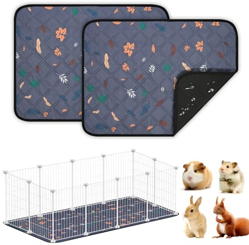 AUYAO Wiederverwendbare PIPI Pads Matte für Meerschweinchen, 2PC Waschbar und 4 Lagen Super Saugfähige Unterlagen, Haustier Hygieneunterlage Kleintiermatten für Hamster Kaninchen Hamster Welpen Hunde