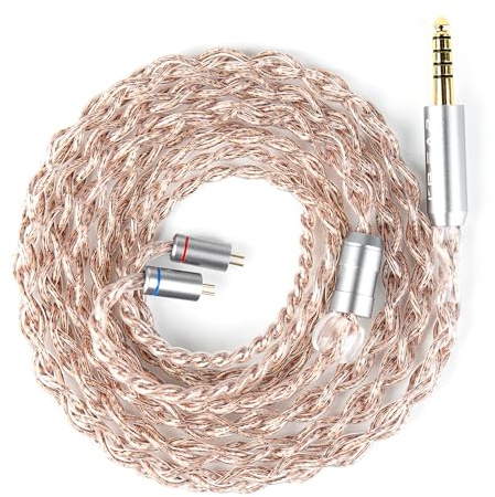 Yinyoo KBEAR Glitter IEM Earphones Cable 120cm Long in Ear Monitor Cable OCC Silver Hybrid Upgraded Extension Cords for Wan'er Moon-drop Variationen/Aria/SIMGOT EW300(2Pins,4.4mm Plug,Brown)