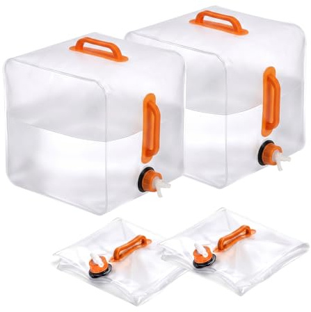 Shyllin Jarra de agua para camping, 2 unidades, dispensador de agua para camping, depósito de agua plegable, contenedor de agua de 20 L con grifo, para picnic, caravana, tienda de campaña