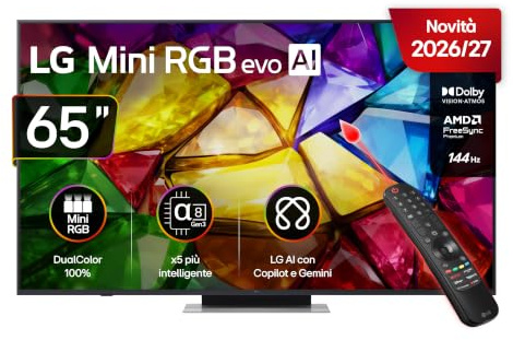 LG Mini RGB 65 Pollici, Serie MRGB87 2026 Smart TV 4K - 65MRGB87B6B | RGB Primary Color Pro, DualColor 100% DCI-P3/Adobe RGB, Dolby Vision & Atmos, WebOS con Gemini, Motion Booster 288
