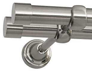 ROLLMAXXX Gardinenstange Vorhangstange 19mm 2-läufig Edelstahl Design Metall (Rullo, 200 cm)