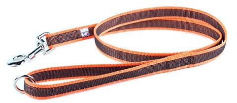 IDC Color & Gray gumierte Leine, 20 mm x 1,2 m mit Schlaufe und O-ring, Orange-Grau