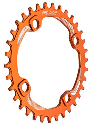 FUNN Solo Narrow Wide Kettenblatt für 9 10 11 12 Gang-Kette, passend für Kurbelgarnitur mit 104mm BCD-Schnittstelle, Einzelgeschwindigkeits-Kettenblatt (34 Zähne, Orange)