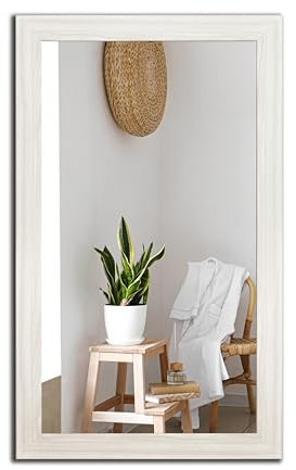 Spiegel MIT Rahmen 32 GRÖßEN 90/40, 40/90cm, 11 Farben Rahmen, Handgefertigte, breiter Fester Rahmen, Stabiler Rückwand, Rahmenleiste: 60x20mm, Rahmen Farbe: Eichen Weiß