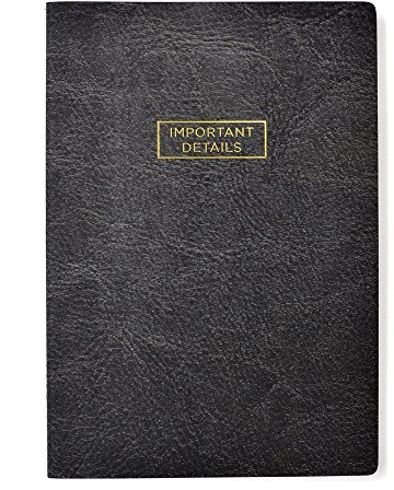 George Stanley Notizbuch mit wichtigen Details, Schwarz mit Goldfolie, gesteppte Bindung, 160 linierte Seiten, 17,8 x 25,4 cm, 1 Stück