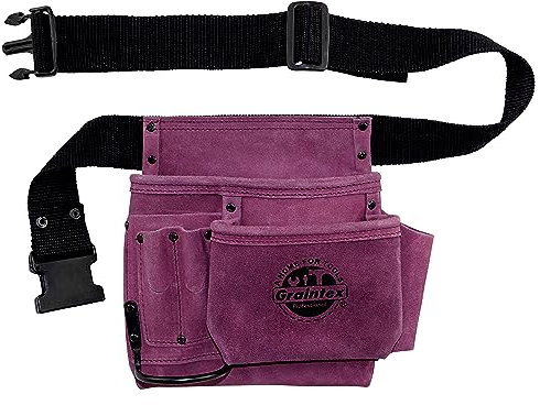 Graintex SS2293 5 Pocket Nail & Tool Pouch Purple Suede Leather