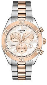 Tissot Womens PR 100 Sport Chic Stainless Steel Casual Watch Two-Tone Rose Gold T1019172215100, Two-Tone Rose Gold, Chronograph