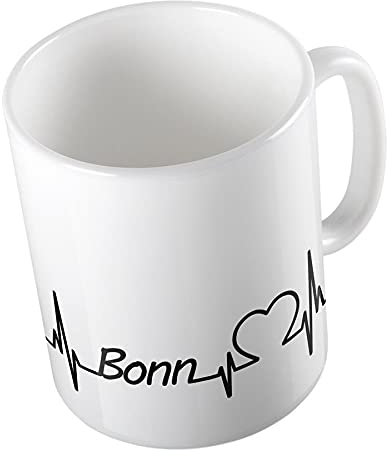 Hellweg Druckerei Huuraa Kaffeetasse Bonn Herzschlag Puls Kaffee Geschenk Idee Keramik 330ml Kaffee-Becher mit Namen deiner Lieblingsstadt