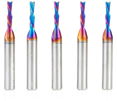 Amana Tool 46200-K-5 SC Spektra Extreme Tool Life beschichtete Spiral-Tauchfräsen-Bits, 1/8 Durchmesser x 1/2 CH x 1/4 SHK, 5 Stück