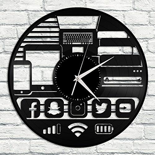 BESTART Geek Gadget Vinyl Wall Art Clock Decorative Design Unique Gift Women Decoration Vintage Design Office Bar Room Home Decor