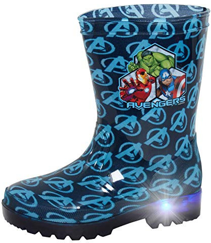 MARVEL Boys Avengers Light Up Wellington Stivali Super Hero Iron Man Hulk Captain America Wellingtons, Blu (Blu), 27 EU