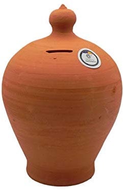 CERÁMICA RAMBLEÑA | Hucha de Barro Rojo Tradicional | Hucha Infantil | 100% Hecho a Mano | 20x20x31 cm