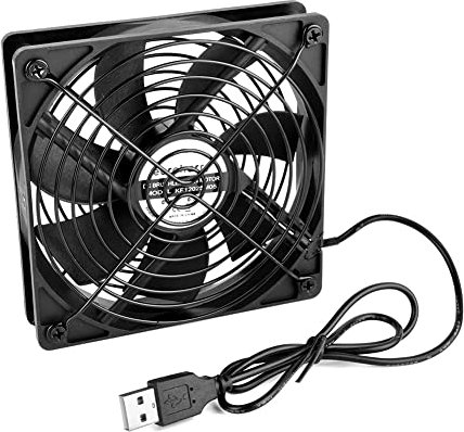 Euroharry Ventilador USB 120MM para PC/TV Box/Receptor - Mini Ventilador DC 5V/0.3A con Carcasa de Protección de Rejilla Metálica