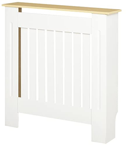 HOMCOM Cubre Radiador 78x19x83 cm Cubierta de Radiador de MDF con Dispositivo Antivuelco Diseño Moderno para Sala de Estar Dormitorio Blanco