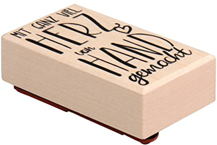 Rayher Stempel Holz, Herz und Hand, 4 x 7 cm, Motivstempel Holz, Holzstempel, Stempel Geburtstag, Stempel Hochzeit, Butterer Stempel, 29235000, Natur