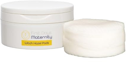 First Days Mutterschaft Hamamelis Pads, Wattepads für Postpartale und allgemeine Verwendung, rund, 8 cm Durchmesser, 120 g/m² Dicke, 4 Dosen à 40 Pads