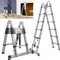 Multi-purpose Folding Ladder - 12.5ft/3.8m, 12 Steps, Foldable Loft Climbing Ladder for Home Stairs & Window Cleaning, A-Frame 1.9m+1.9m, Stainless Steel