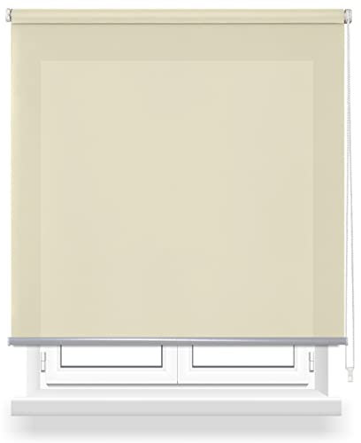 DALINA Textil - Estor Enrollabre Translúcido 87x180cm, Pesiana Enrollable Liso Pasa la Luz 40%, Medida Incluyendo Soporte 90x180cm (Beige Claro)