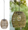 Lanterne solaire d'extérieur à suspendre, algues naturelles en rotin et bambou tissé pour porche, patio, tonnelle, lustre décoratif à énergie solaire pour porte d'entrée, jardin