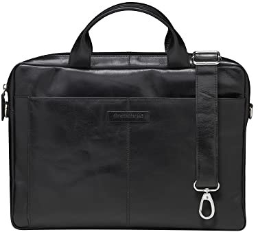 dbramante1928 - Amalienborg Laptoptasche 15 Zoll für Damen & Herren - Aktentasche mit abnehmbarem & verstellbarem Schultergurt - Aus echtem Vollnarbenleder - Black (2nd Gen)