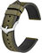 BISONSTRAP Uhrenarmband aus Italienischen Leder, Armband aus Öl Wachs Kalbsleder, 18mm, Olivgrün