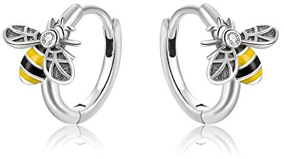 Clearine Biene Creolen 925 Sterling Silber Vintage Emaille Cubic Zirkonia Hummel Huggie Ohrringe für Damen Teen Mädchen