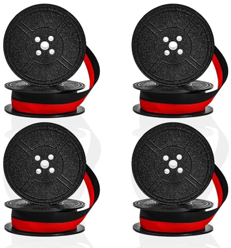 4 Paar Universal-Schreibmaschinenband, Doppelspule, Ersatzpack, kompatibel mit den meisten Schreibmaschinen, Schwarz-Rot