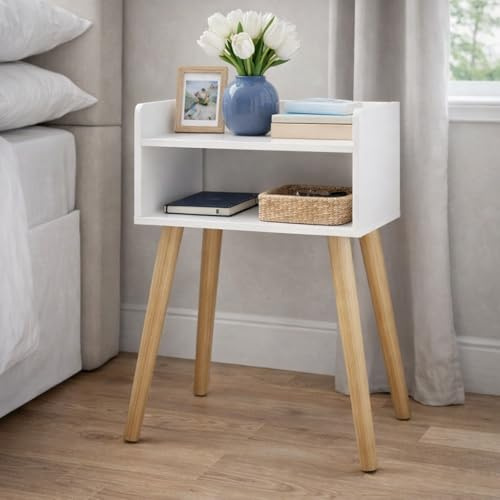 spot on dealz® Bedside Table Small Side Table Living Room Tables Bed Side End Smart Tables Furniture Bedroom Indoor Storage Unit Decor White Decorative Night Stand
