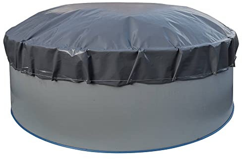 Planet Pool Luftkissen Poolabdeckung Aufblasbare Abdeckplane rund Ø 3,5 m grau/innen beige mit Ösen und Kordelzug