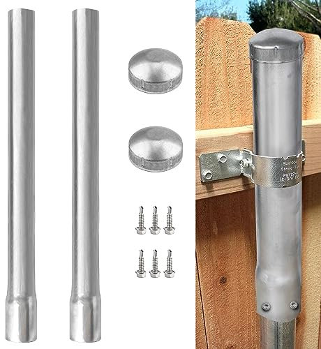GRELWT 2 Pack 2-3/8 OD Metal Post Extender, 36 Fence Post Extension Height, Hot-dip Galvanized Steel, Includes Screws and Caps