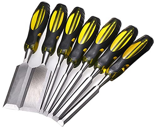 AGAATI Wood Chisel Carve, Cut, and Shape Wood | Steel End Caps | Use with Mallet|Woodworking Carpentry Tools,7 piece set
