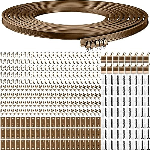 Jetec Flexible Vorhangschienen Deckenschienen Gebogene Schiene Wandmontiert für Wohnzimmer Schlafzimmer Wohnmobil Trennstange (20 Meter, Braun)