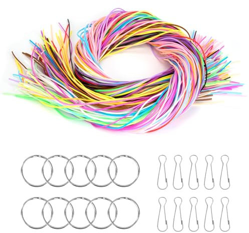 QH-Shop Scoubidou Bänder Set, 200 Stück Bunt Scooby Doo Bänder mit Keychain und Haken für DIY Handarbeit, Armbänder, Halskett, Schlüsselanhänger (20 Farben)