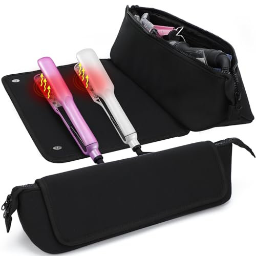 BAQRAXIA Hitzeschutz Etui, Hitzebeständige Tasche für Glätteisen, Hair Tools Reisetasche