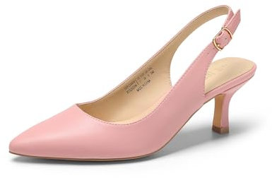 DREAM PAIRS Women's Kitten Heel Slingback Pointed Closed Toe Low Stiletto Heels Dress Bridal Elegant Wedding Pumps Shoes,Size 7,Pink-Pu,SDPU2444W