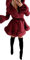Women's Faux Fur Coat Hood, Plus Size Faux Fur Lining Collar Thicken Warm Jacket, Winter Fashion Leather Outerwear with Belt. (M, Red)