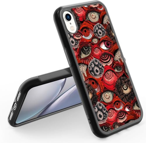 Onemiliayears Cool Red Eye Phone Case, Trippy Scary Horror Eyeball Partten iPhone XR Case, Non-Slip Design and Shock Absorption, Phone Case for Teen Girls, Boys, Women and Men(iPhone - XR)