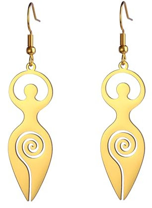Spirale Fruchtbarkeitsgöttin Ohrring für Frauen Keltische Göttin der Fruchtbarkeit Ohrstecker Dreifache Mondgöttin Hexe Ohrhänger Schutzamulett Heidnischer Schmuck Geschenk (gold)