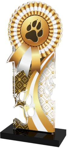 Trophy Monster Goldrosetten-Trophäe für Hunde, Größe 180 mm, für Clubs, Wettbewerbe und besondere Hunde, aus 10 mm dickem, bedrucktem Acryl