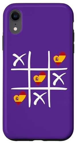 Hülle für iPhone XR Spanien-Flagge farbige Herzen, Tic Tac Toe